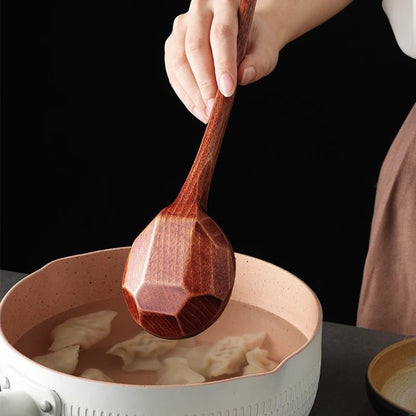 Japanese Wooden Soup Spoons with Long Handle