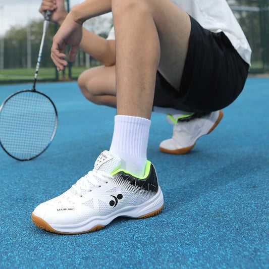 White Shock-Absorbing Badminton Shoes for All
