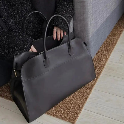 High-Capacity Leather Suede Commuting Handbag