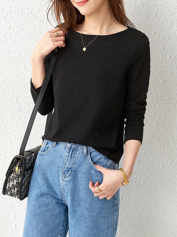 Trendy Long Sleeve Cotton T-Shirts for Women