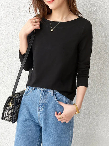 Trendy Long Sleeve Cotton T-Shirts for Women