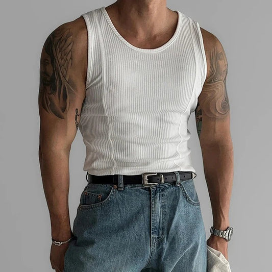 Trendy Slim Fit Ribbed Tank Tops for Men