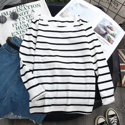 Casual Striped Long Sleeve Tee for Women