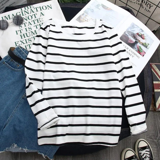 Casual Striped Long Sleeve Tee for Women