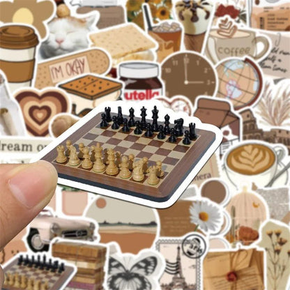 Vintage Brown Aesthetic Stickers for Stationery