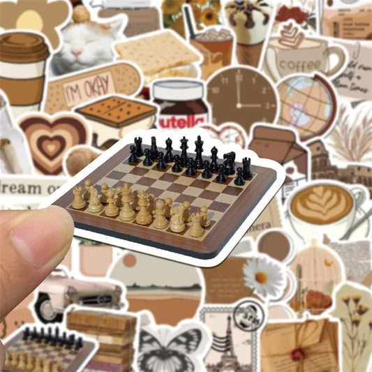 Vintage Brown Aesthetic Stickers for Stationery