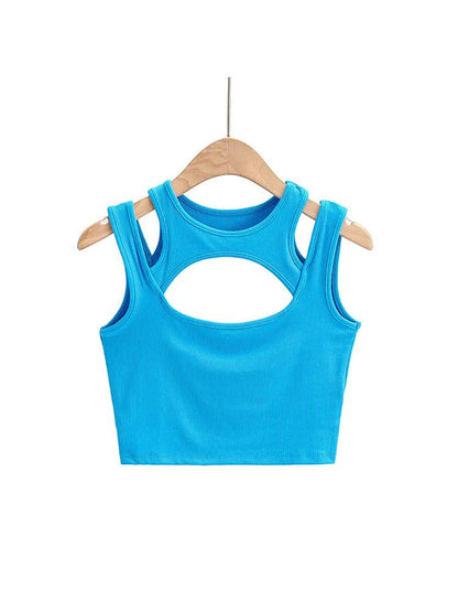 Women Sexy Solid Color Crop Tops Set