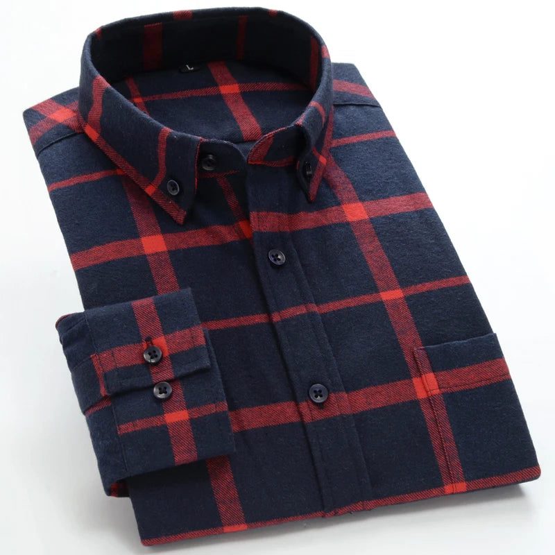 Men's Red Checkered Flannel Golf Shirt