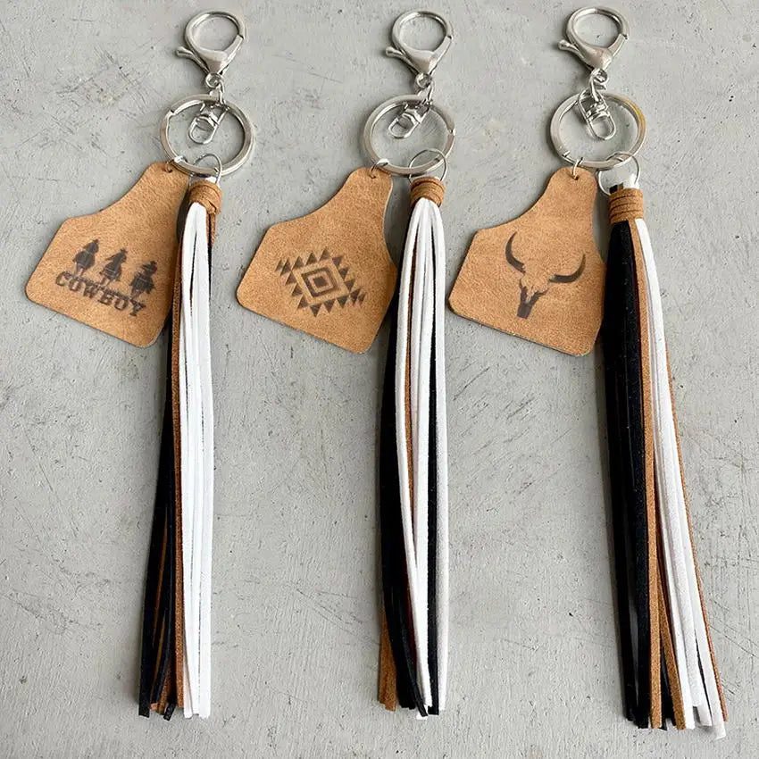 Cow Print Keychain Western Farm Animal Jewelry