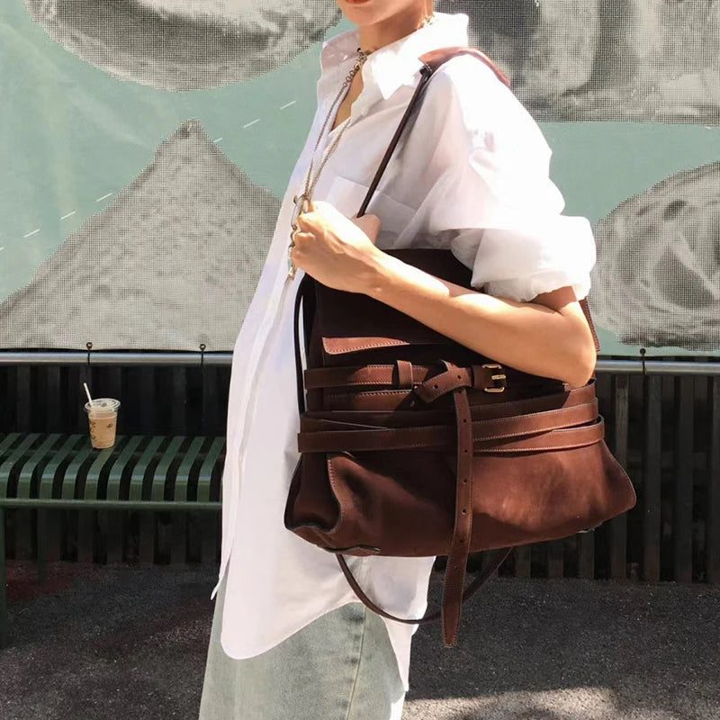 Versatile Brown Suede Tote Bag for Everyday