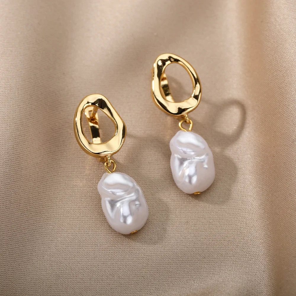 Waterproof Heart Zircon Gold Hoop Earrings