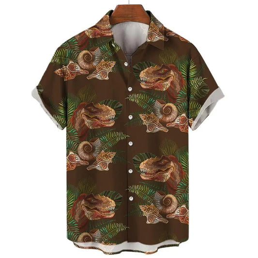 Men's 3D Dinosaur Print Hawaiian Shirts Summer