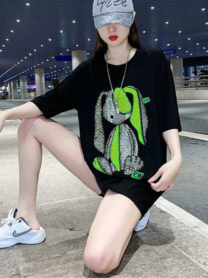 Cool Black Rabbit T-Shirt for Women