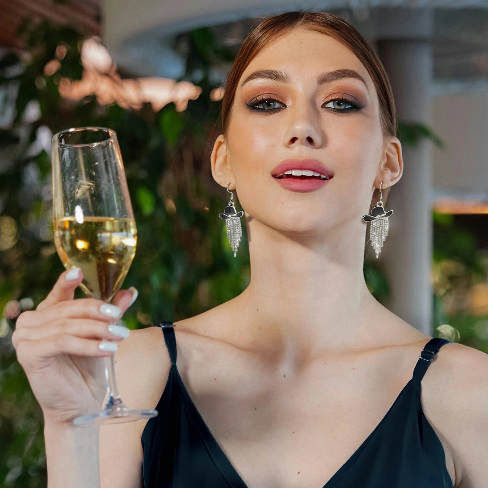 Sparkly Western Cowgirl Earrings with Tassels