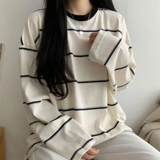 Chic Striped Long Sleeve T-Shirt for Teens