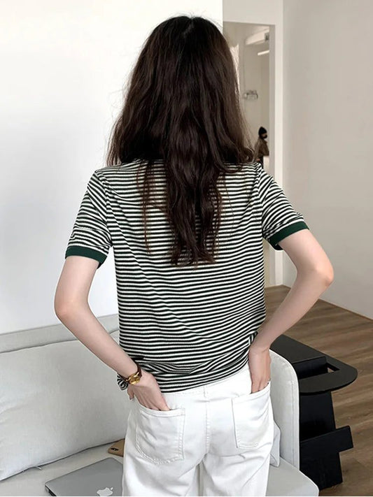 Women's Striped Short Sleeve Summer T-shirt