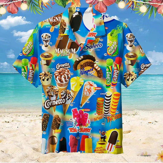 Men's Hawaiian Shirt Summer Ice Cream Design