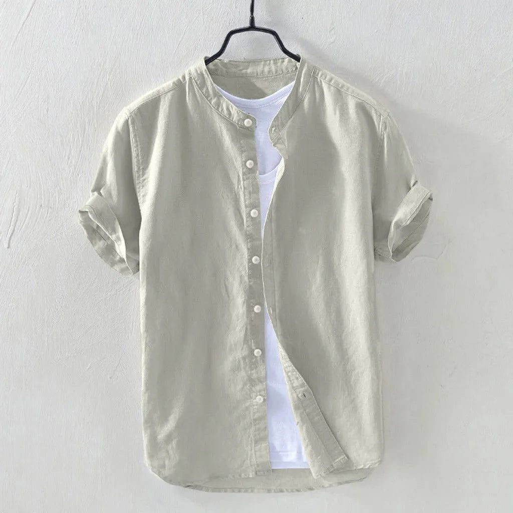 2024 Men's Casual Cotton Linen Short Sleeve Shirt