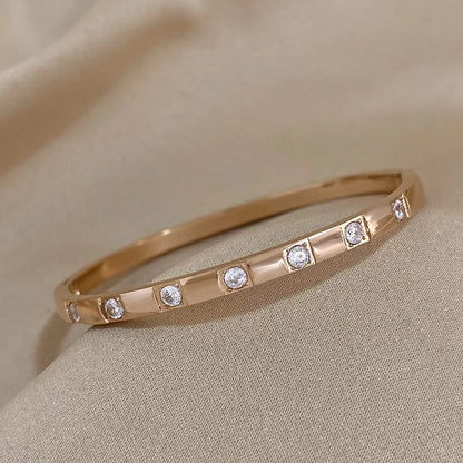 Waterproof Rhinestone Gold Cuff Bracelet for Women