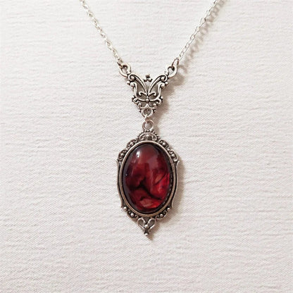 Gothic Blood Red Quartz Vintage Choker Necklace