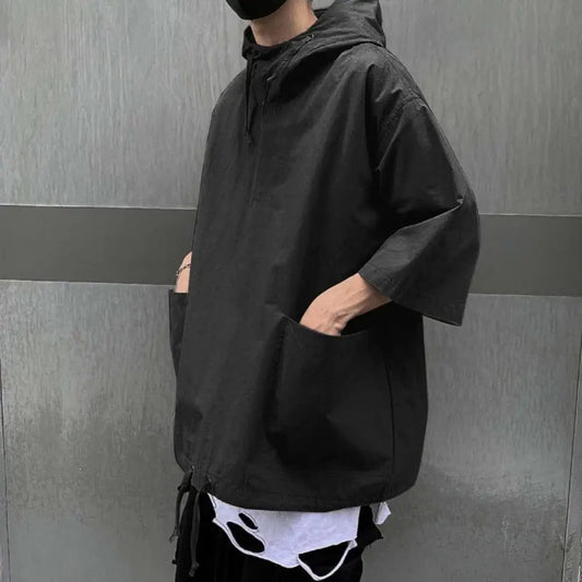 Men's Vintage Techwear Hooded Pocket T-Shirt