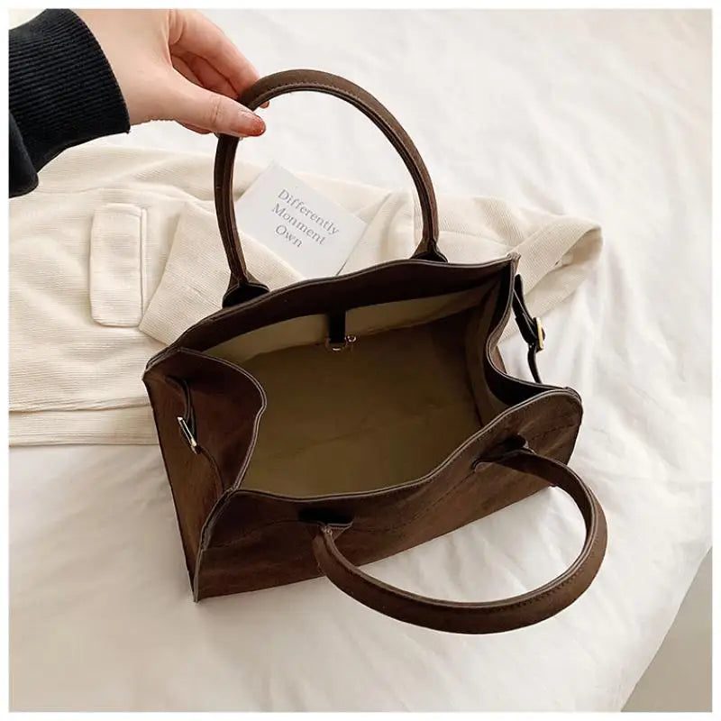 Vintage Suede Handbags: Large Capacity Luxury Bags