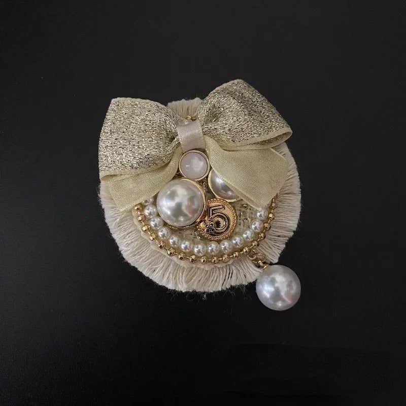 Elegant Rhinestone Pearl Bow Brooch for Women