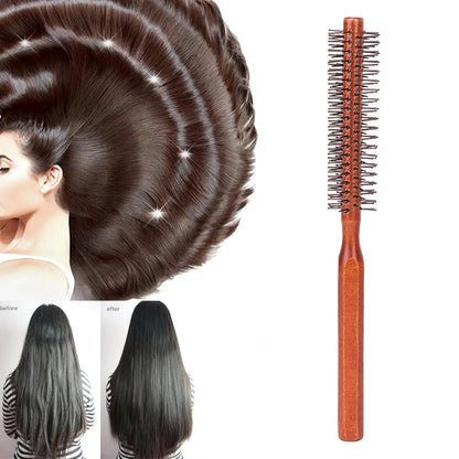 Small Round Wooden Hair Brush for Curling