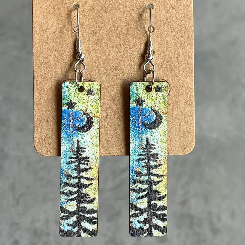 Trendy Vintage Forest Star Moon Earrings
