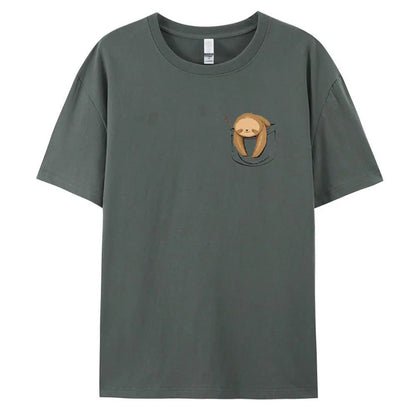Men's Cotton Sloth Pocket Graphic T-Shirt