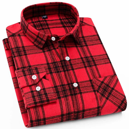 Men's Red Checkered Flannel Shirt 2024