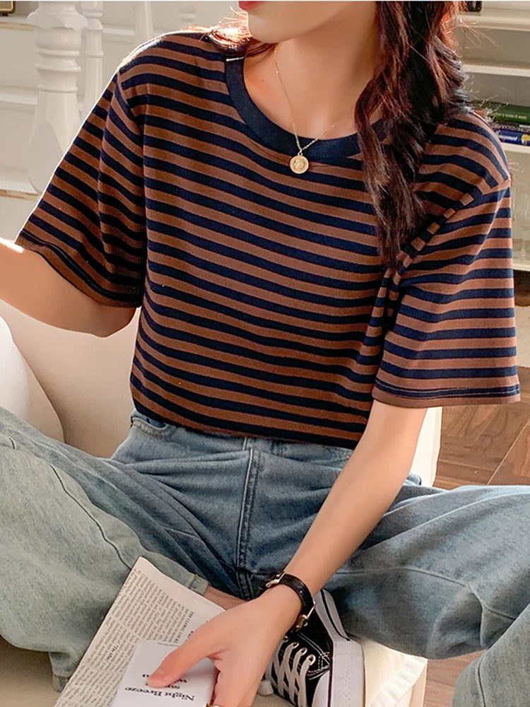 Vintage Striped T-Shirt for Women Summer