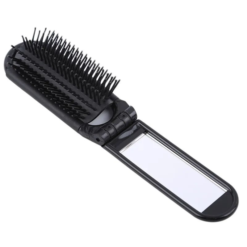 Portable Folding Hair Brush with Mirror