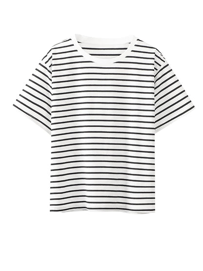 Cozy Striped Short Sleeve T-Shirts for Women