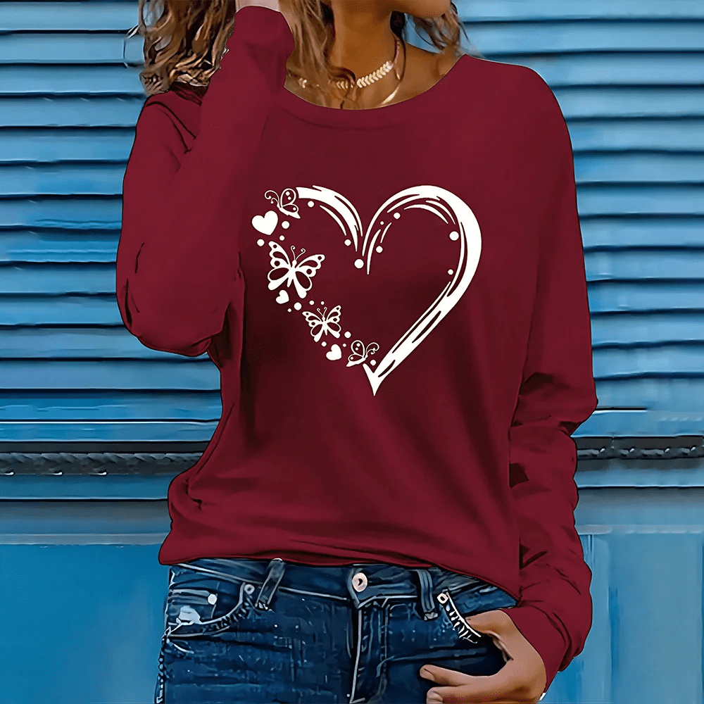 Trendy Oversized Heart Print Cotton T-Shirts