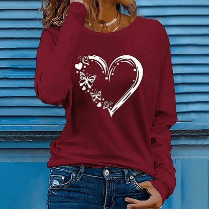 Trendy Oversized Heart Print Cotton T-Shirts