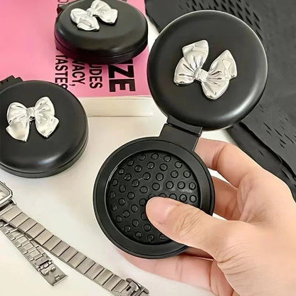Portable Black Folding Massage Comb with Mirror