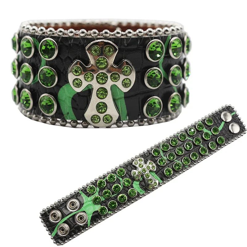 Punk Western Rhinestone Link Chain Bracelet