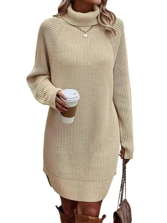 Women’s Turtleneck Sweater Dress Warm Knitwear