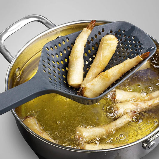 Effortless Draining with Slotted Spoon Strainer
