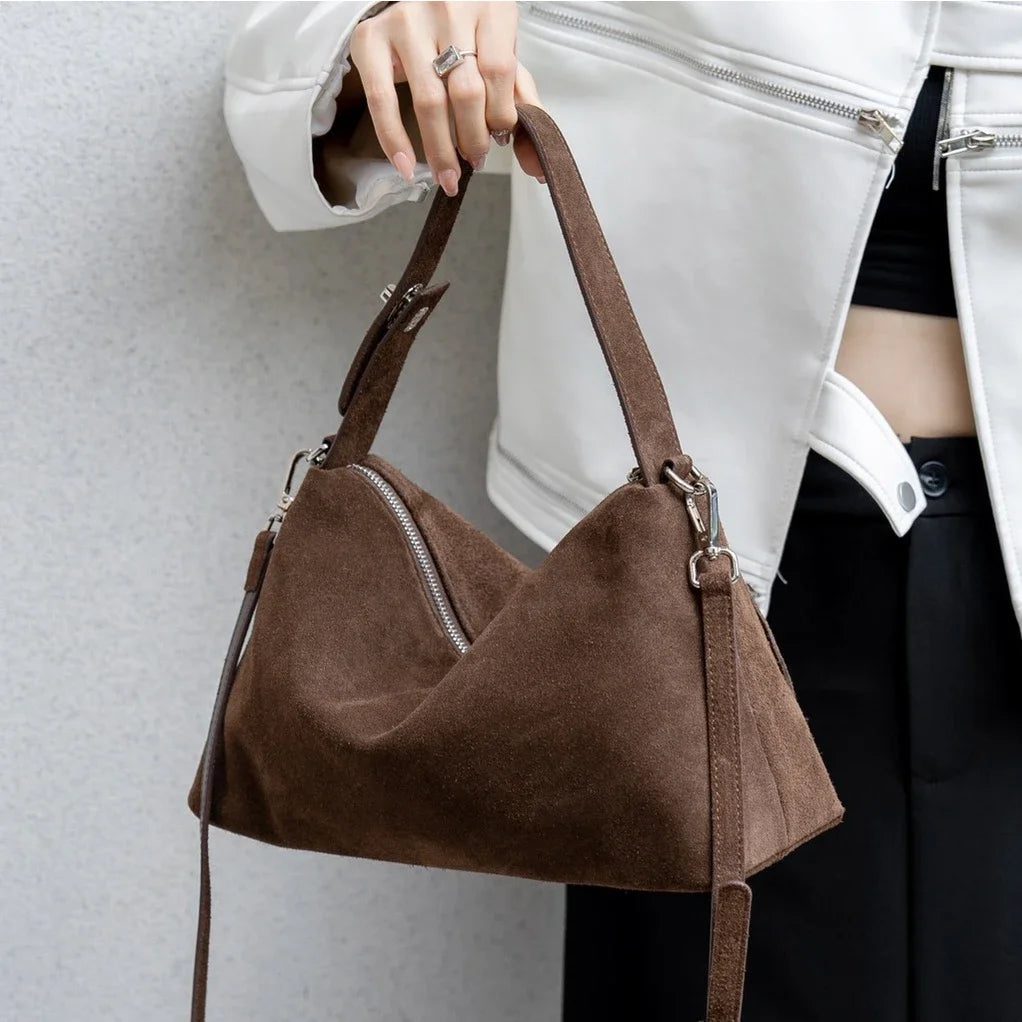 Soft Matte Suede Women's Crossbody Handbag - Winter