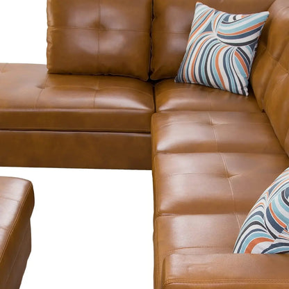 Stylish Leather Sectional Sofa with Storage Ottoman