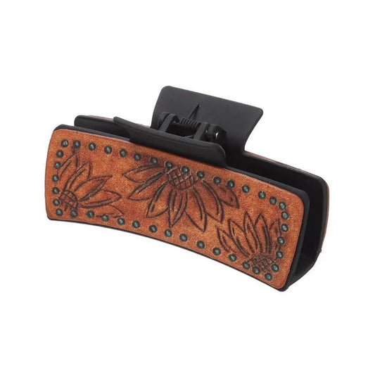 Western Hair Claw Clip with Sunflowers Cactus