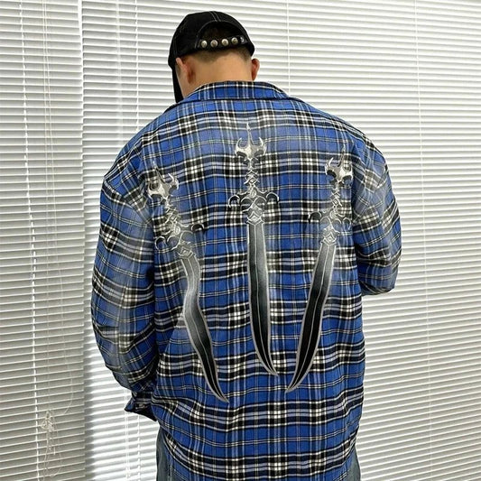 Trendy Oversized Plaid Flannel Shirt for Men