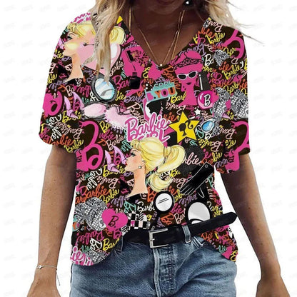 Anime V-Neck Summer T-Shirt for Women