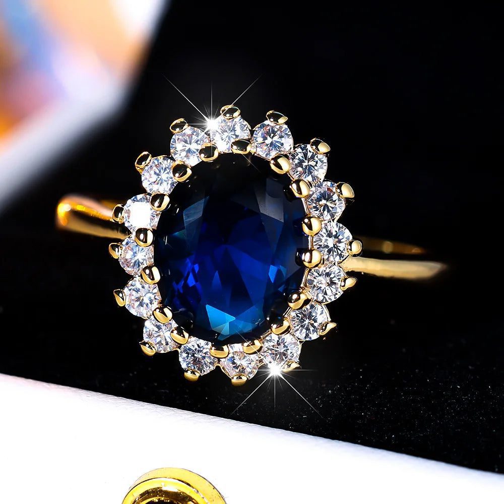 Vintage Blue Zircon Engagement Ring for Women