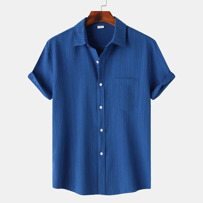 Men's Green Linen Short Sleeve Shirts