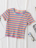 Summer Rainbow Striped Slim Fit T-Shirt