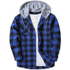 Men's Casual Plaid Flannel Hooded Shirt