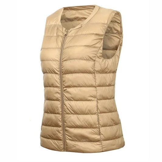 Lightweight White Duck Down Women’s Vest Plus-Size